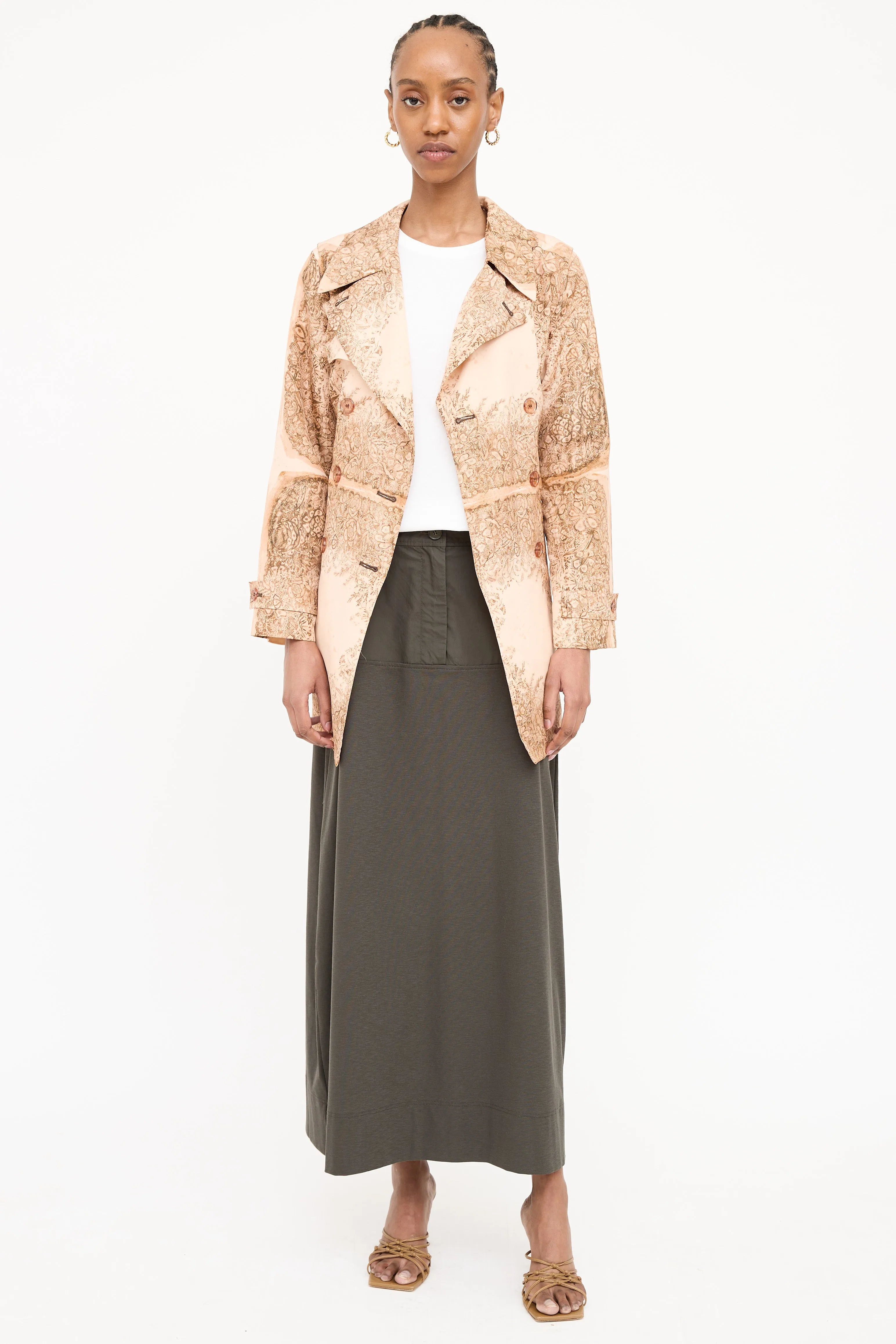 2007 Silk Floral Belted Coat