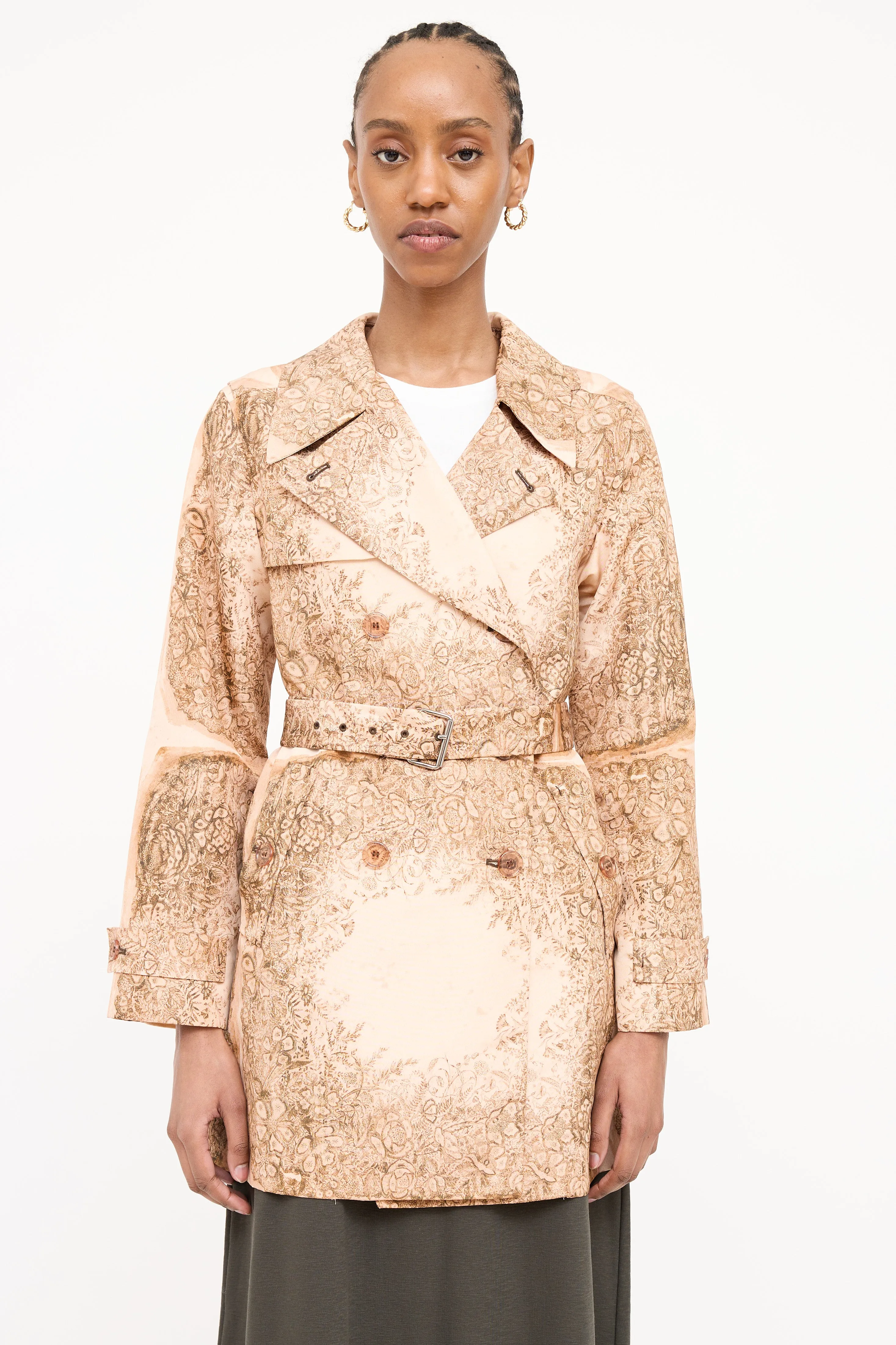 2007 Silk Floral Belted Coat