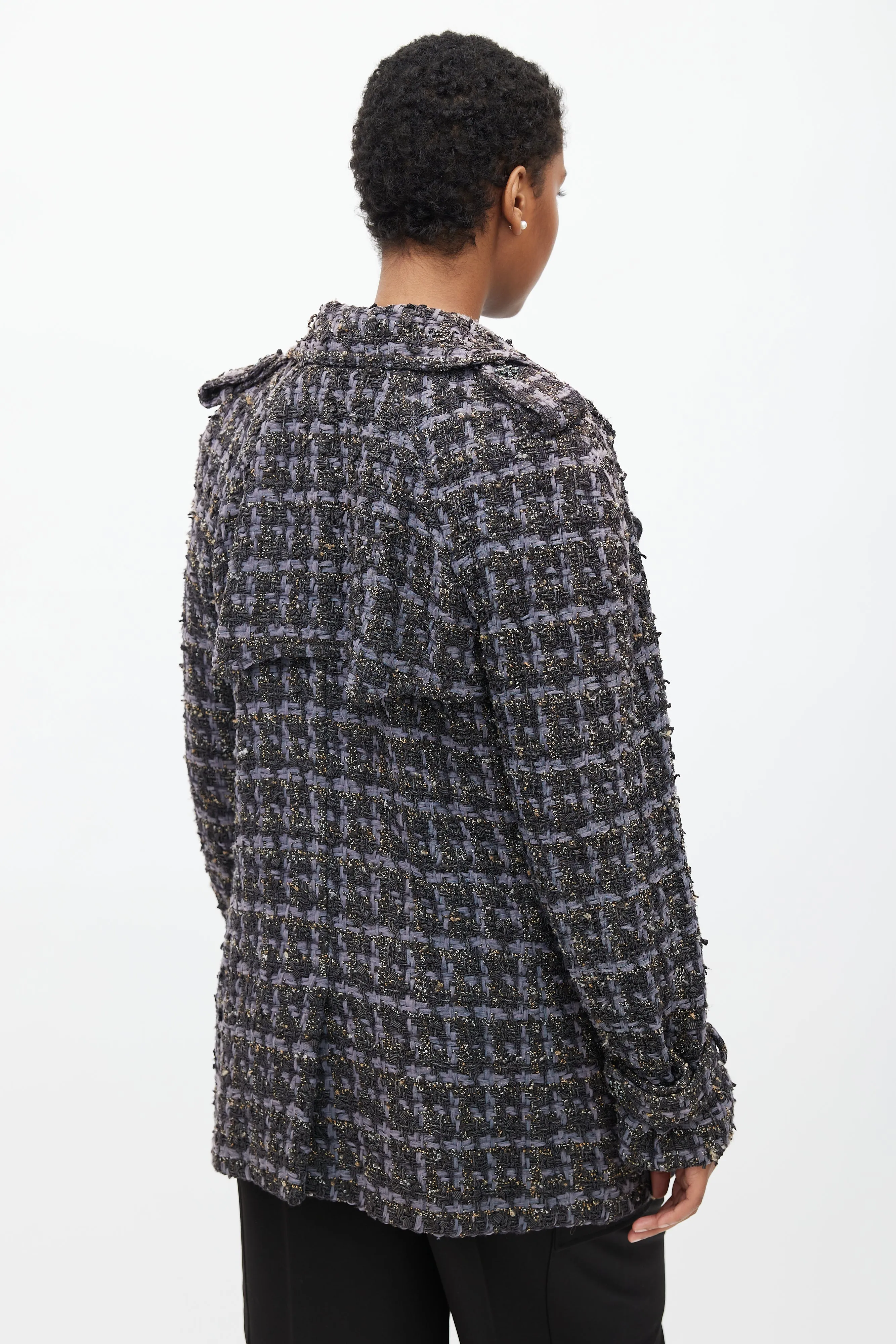 2019 Purple & Multicolour Tweed Pea Coat