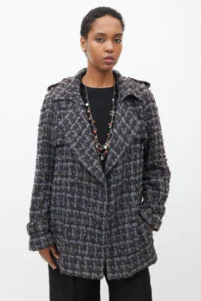 2019 Purple & Multicolour Tweed Pea Coat