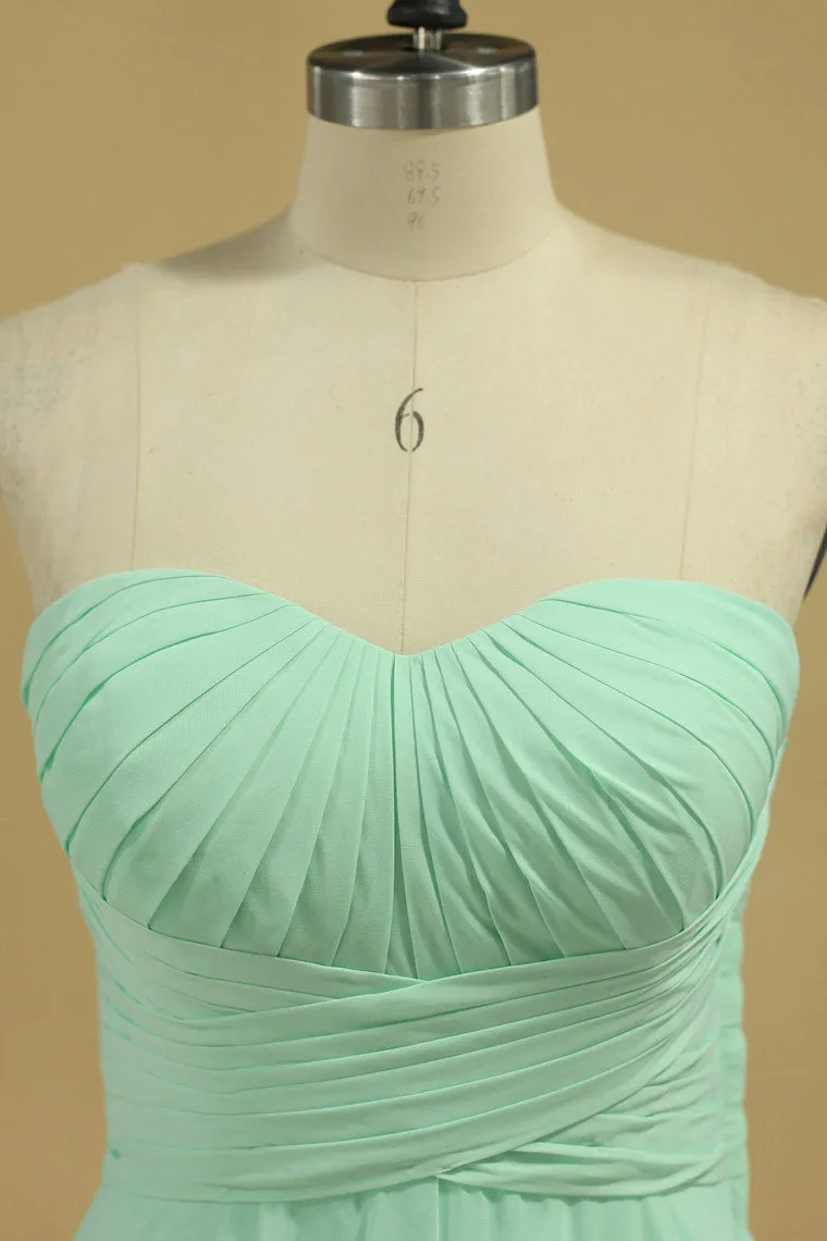 2024 Chiffon Bridesmaid Dresses Sweetheart Ruffled Bodice Floor Length A Line
