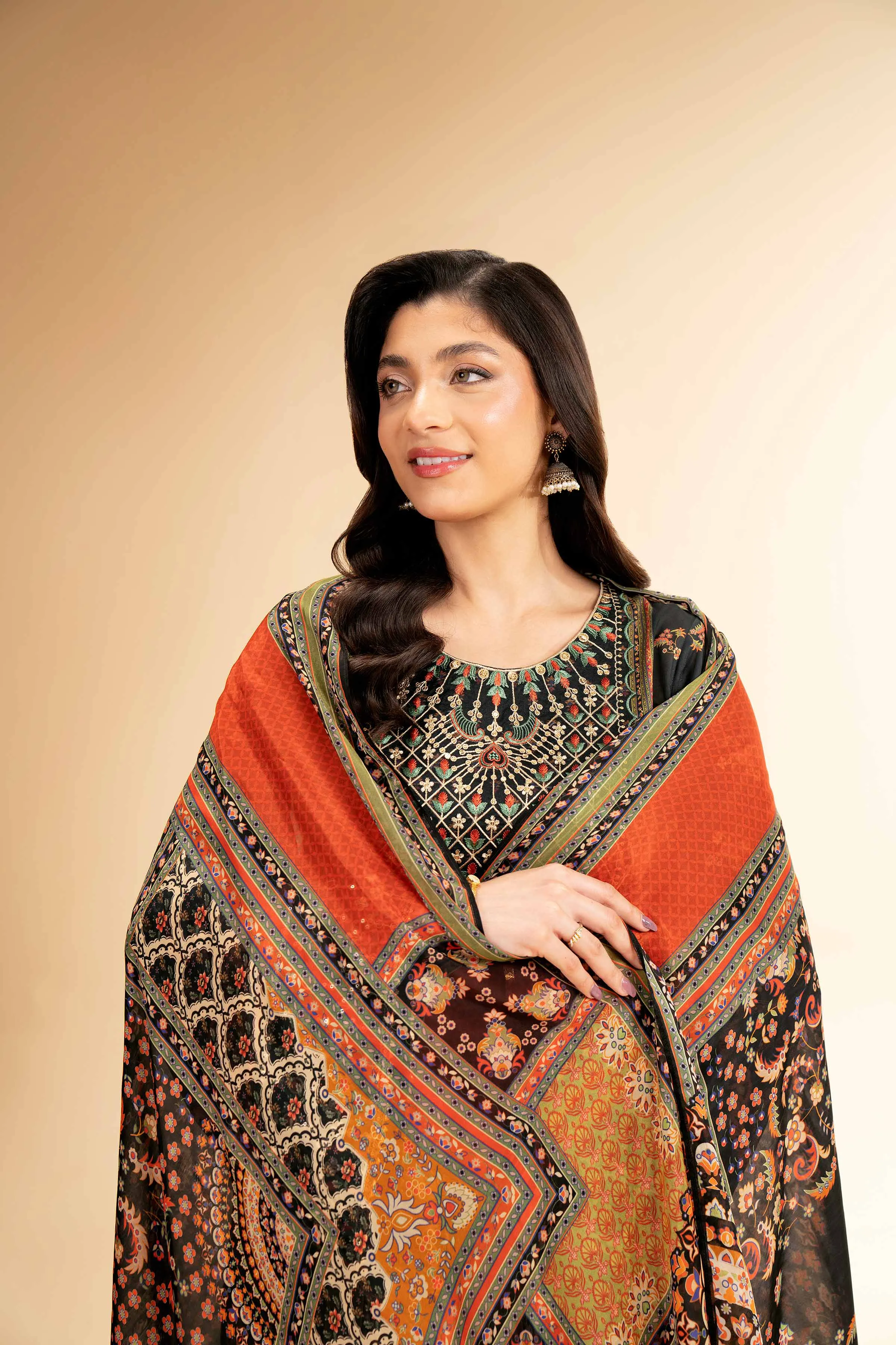 3 Piece - Digital Printed Embroidered Suit - 42501479