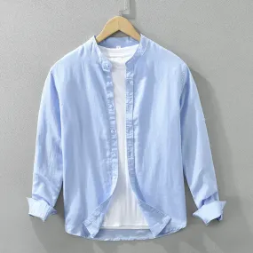 Aidase Soft Washed Cotton Linen Men Shirt 2024 Spring Autumn Japan Style Fashion Long Sleeve Blouses for Youth Fall Male Casual Coats