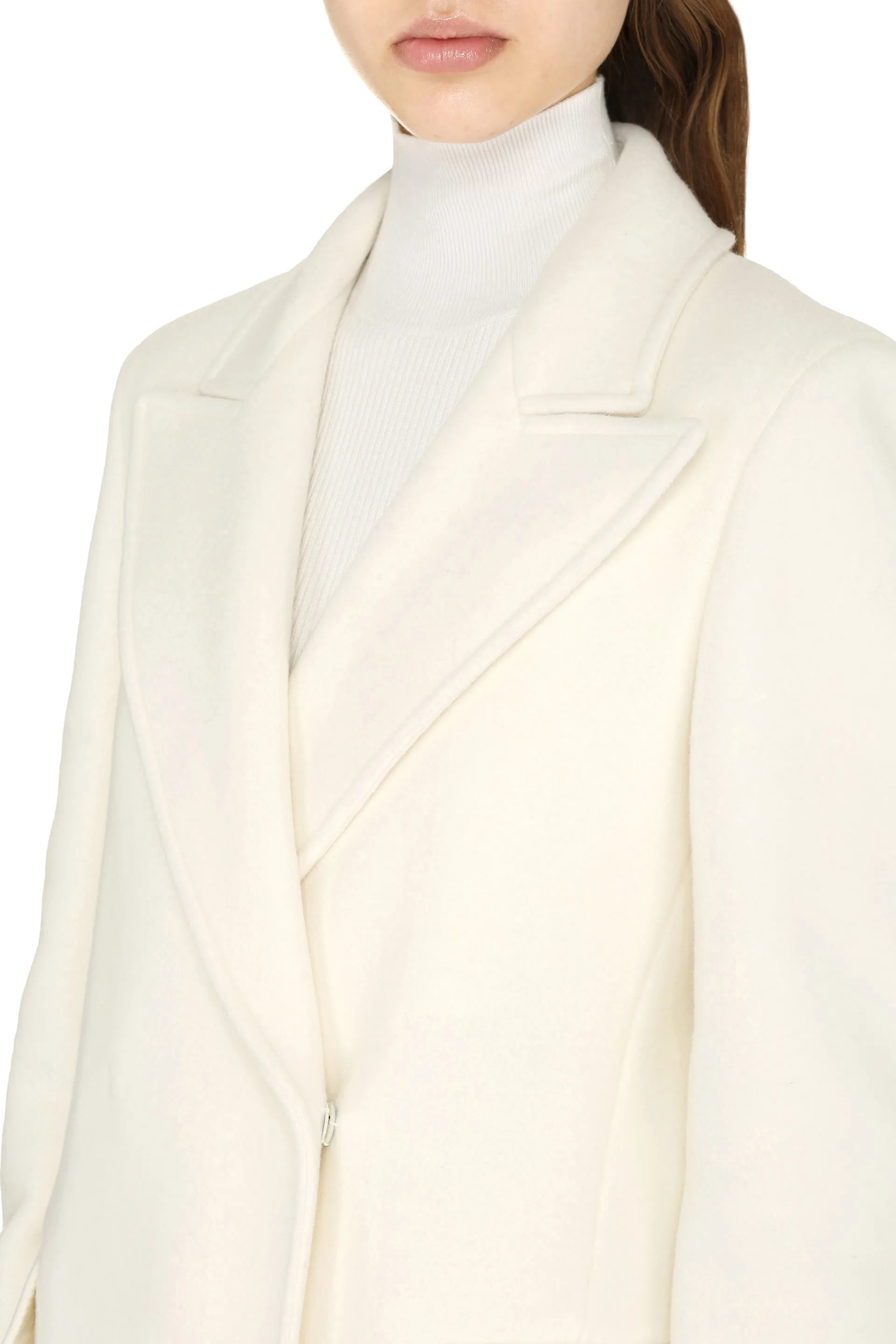 Alberta Ferretti Double-Breasted Back-Slit Coat