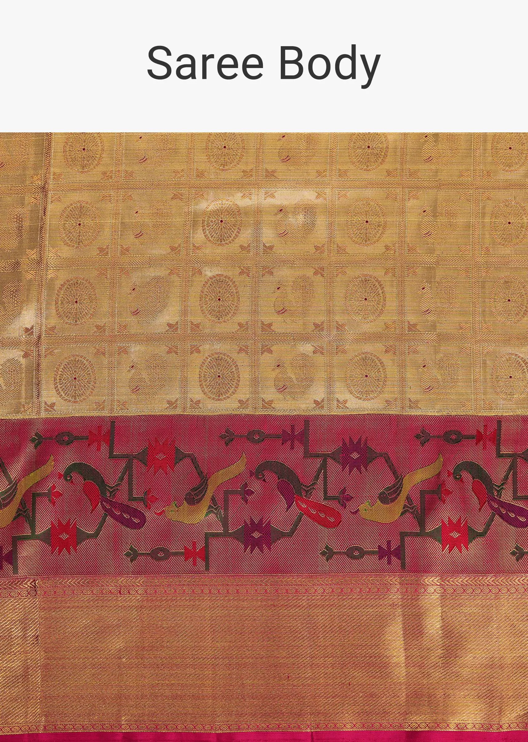 Azalea Pink Kanjivaram Saree In Tissue Silk With Real Gold 14gm Zari Weave And Unstitched Blouse