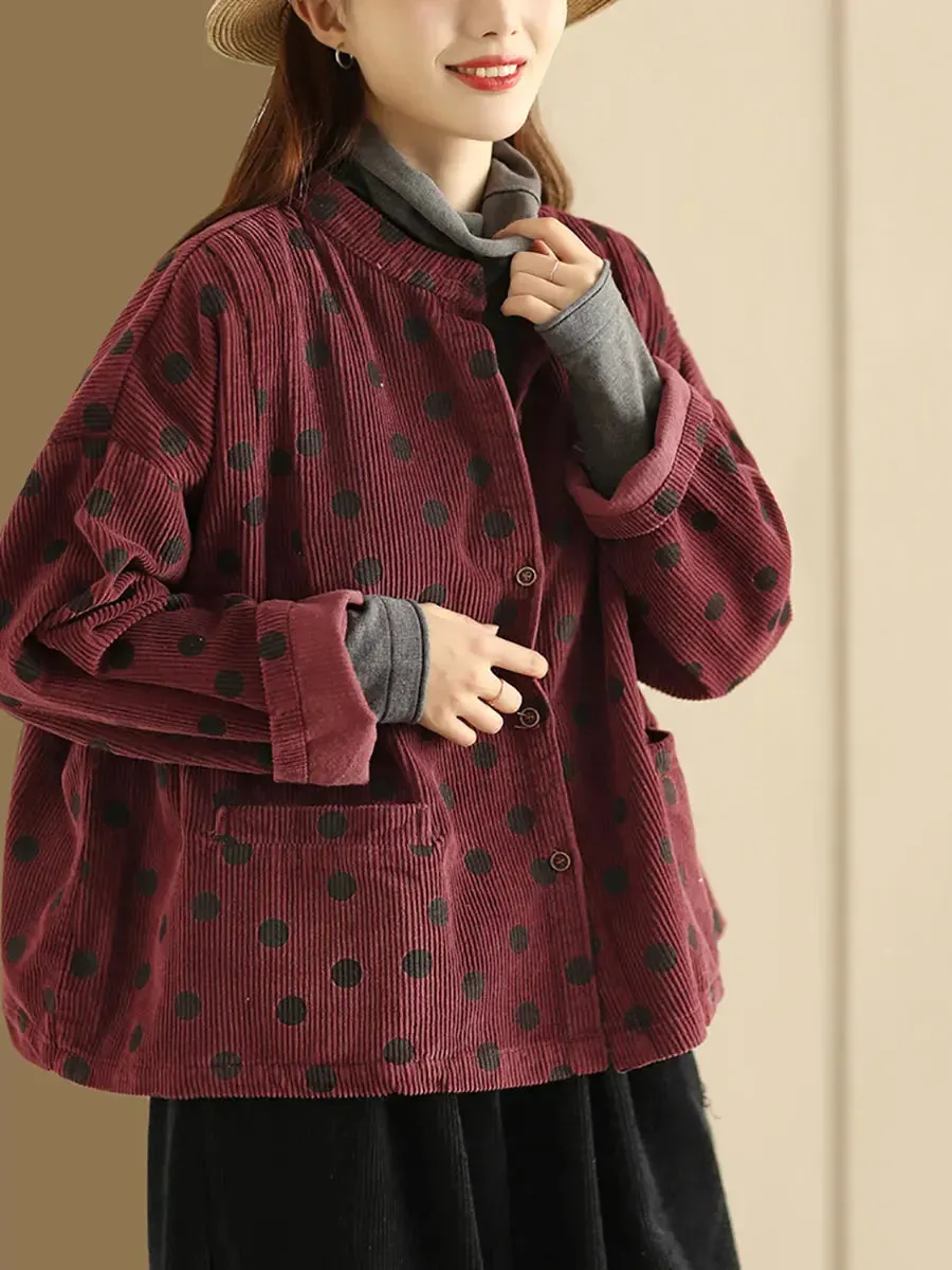 Croduroy Stand Collar Shirt Coat