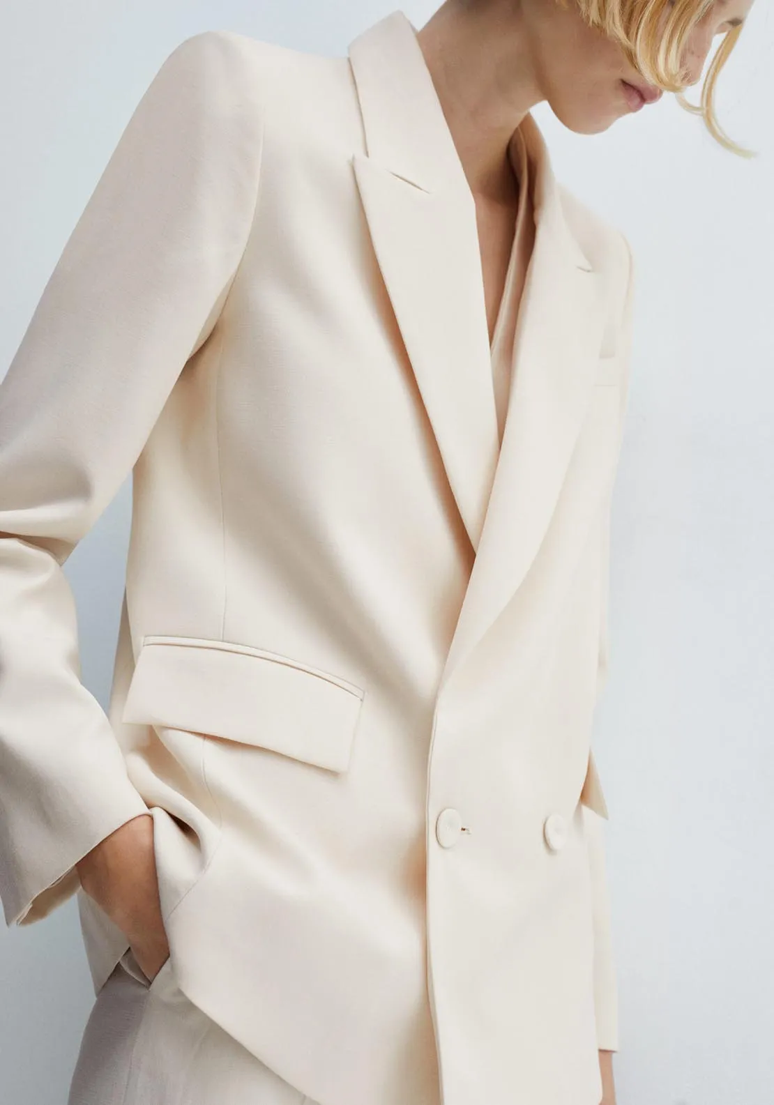 Double-breasted suit blazer