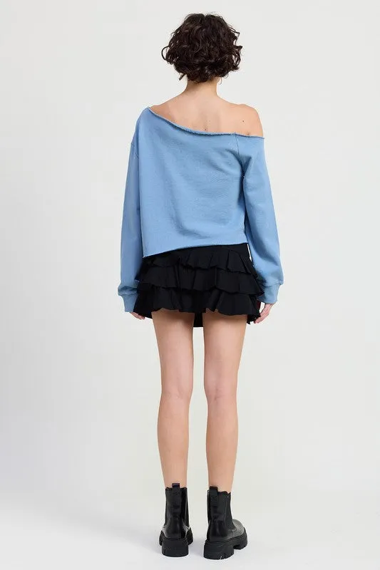 Emory Park Luxe Cotton Cut Out Detailed Off Shoulder Top