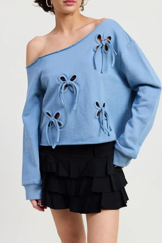 Emory Park Luxe Cotton Cut Out Detailed Off Shoulder Top