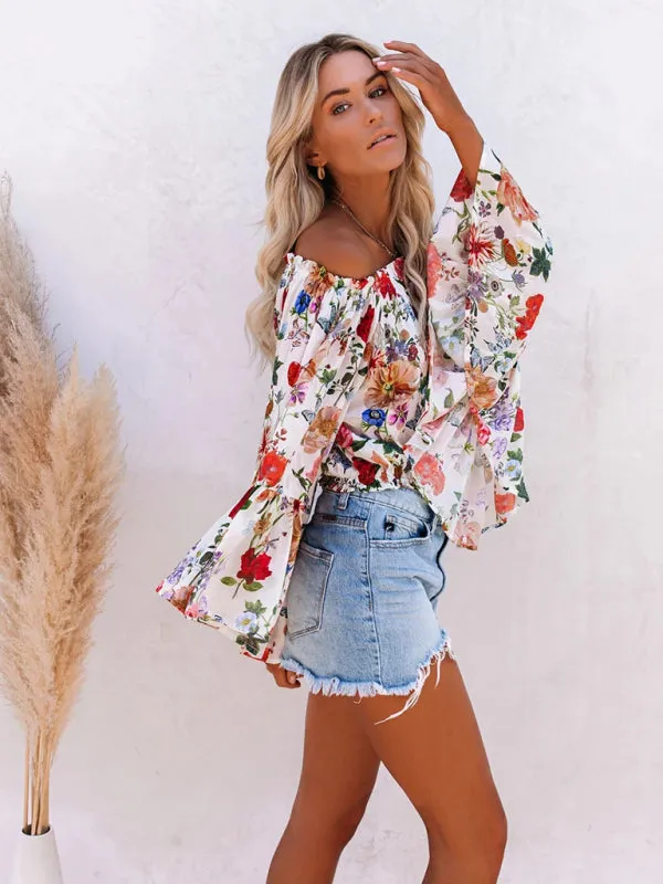 Floral Off-Shoulder Blouse for Women - Top