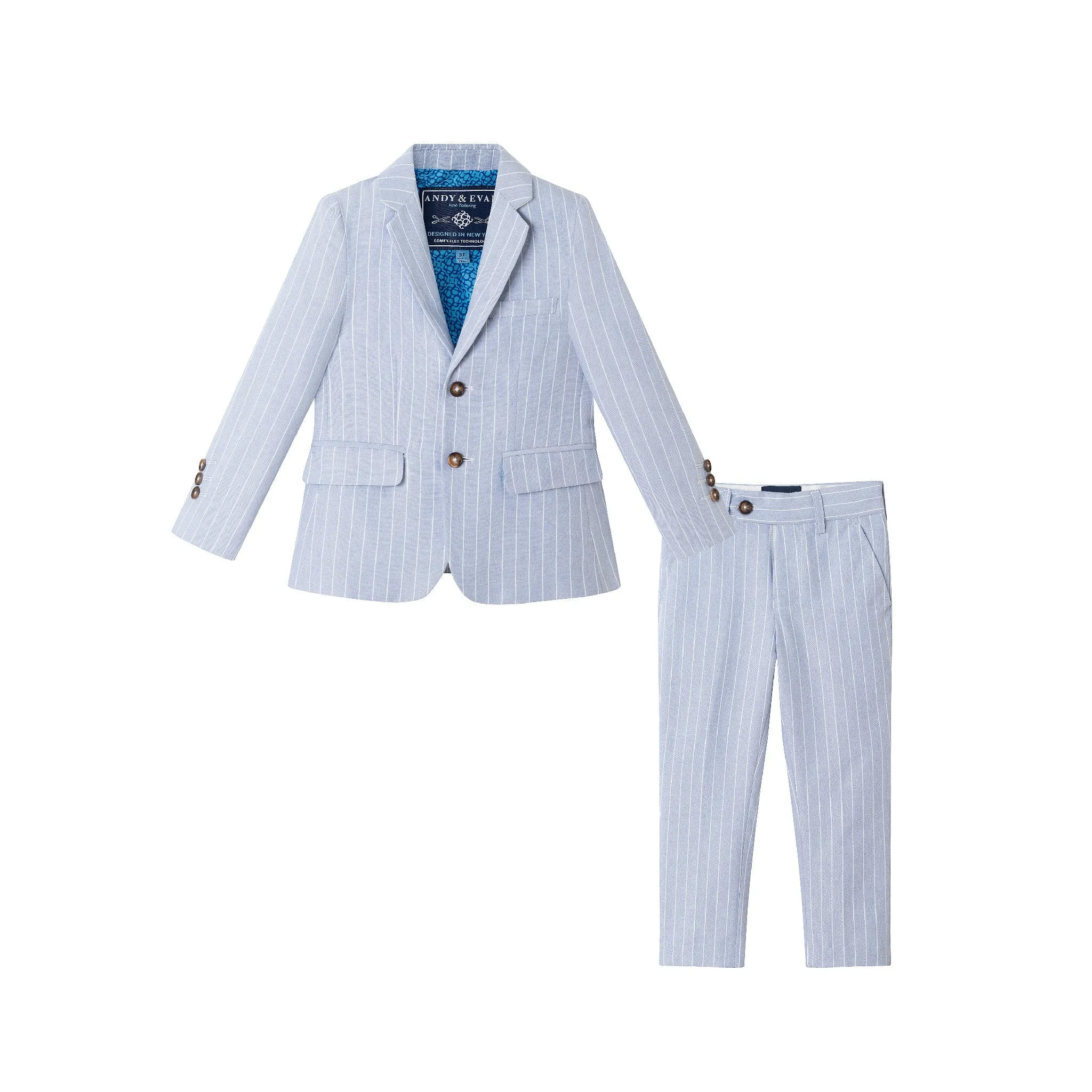 Kids (2-8) Suit Set | Blue Pinstripe