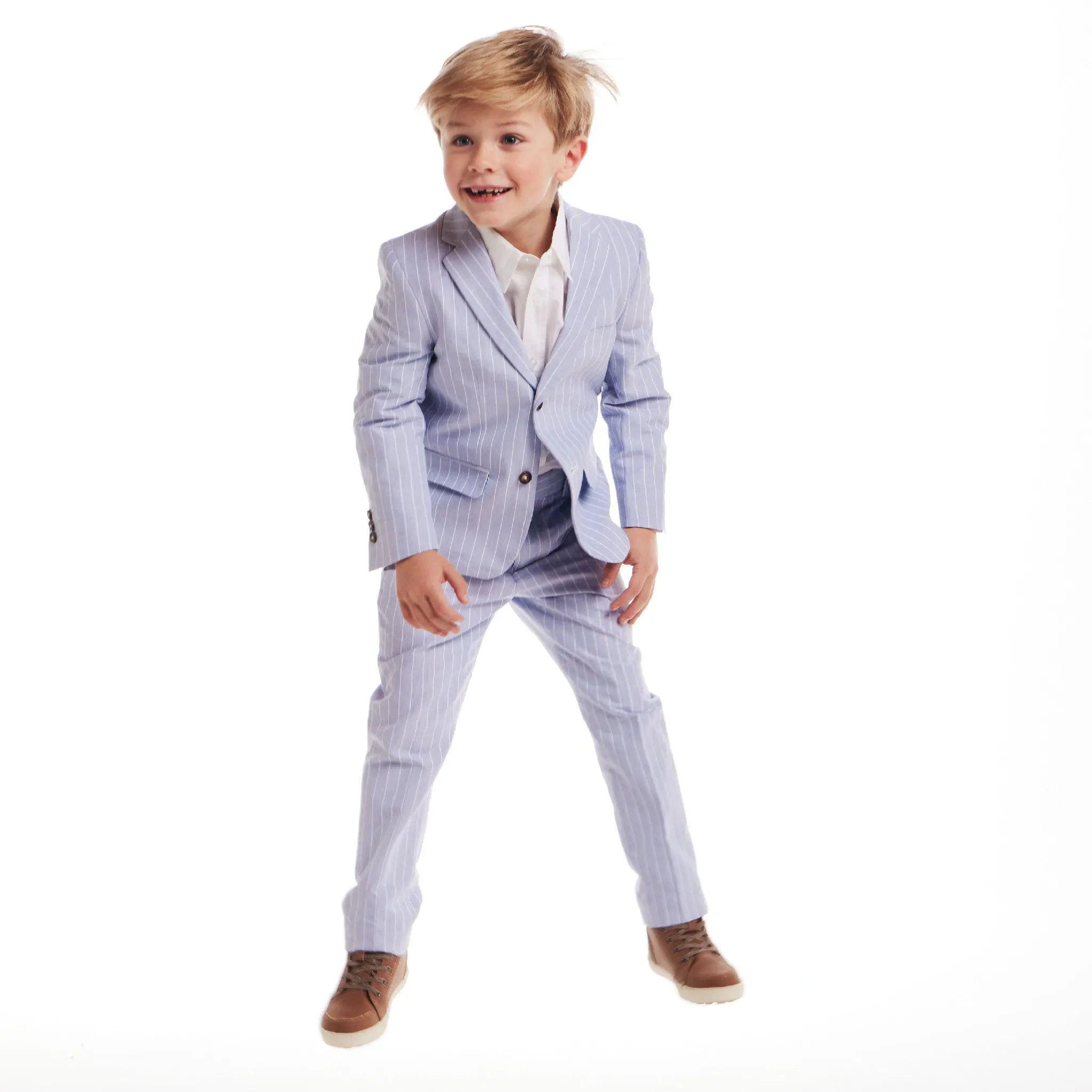 Kids (2-8) Suit Set | Blue Pinstripe