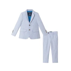 Kids (2-8) Suit Set | Blue Pinstripe