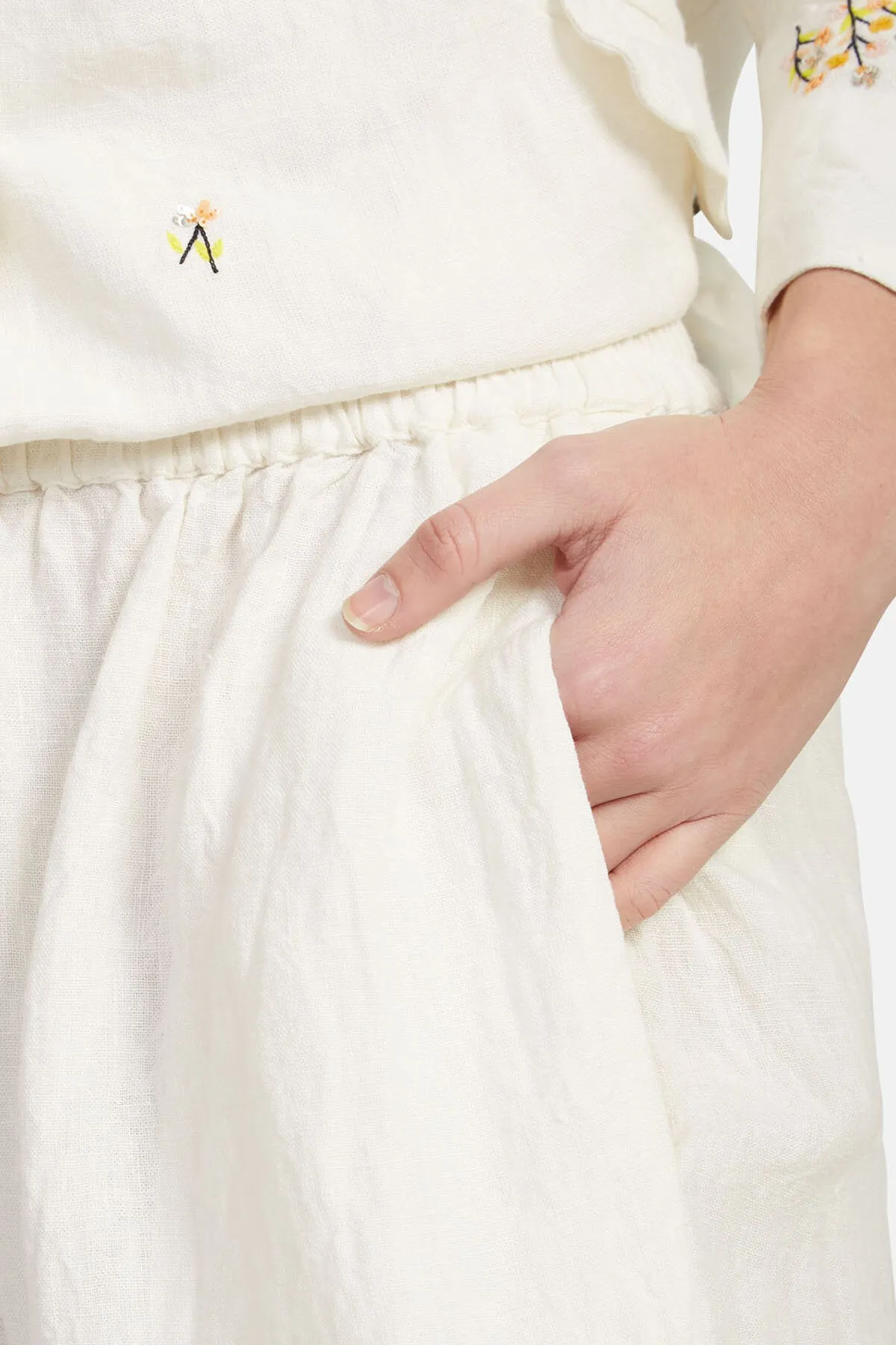 Linen wide-legged pants