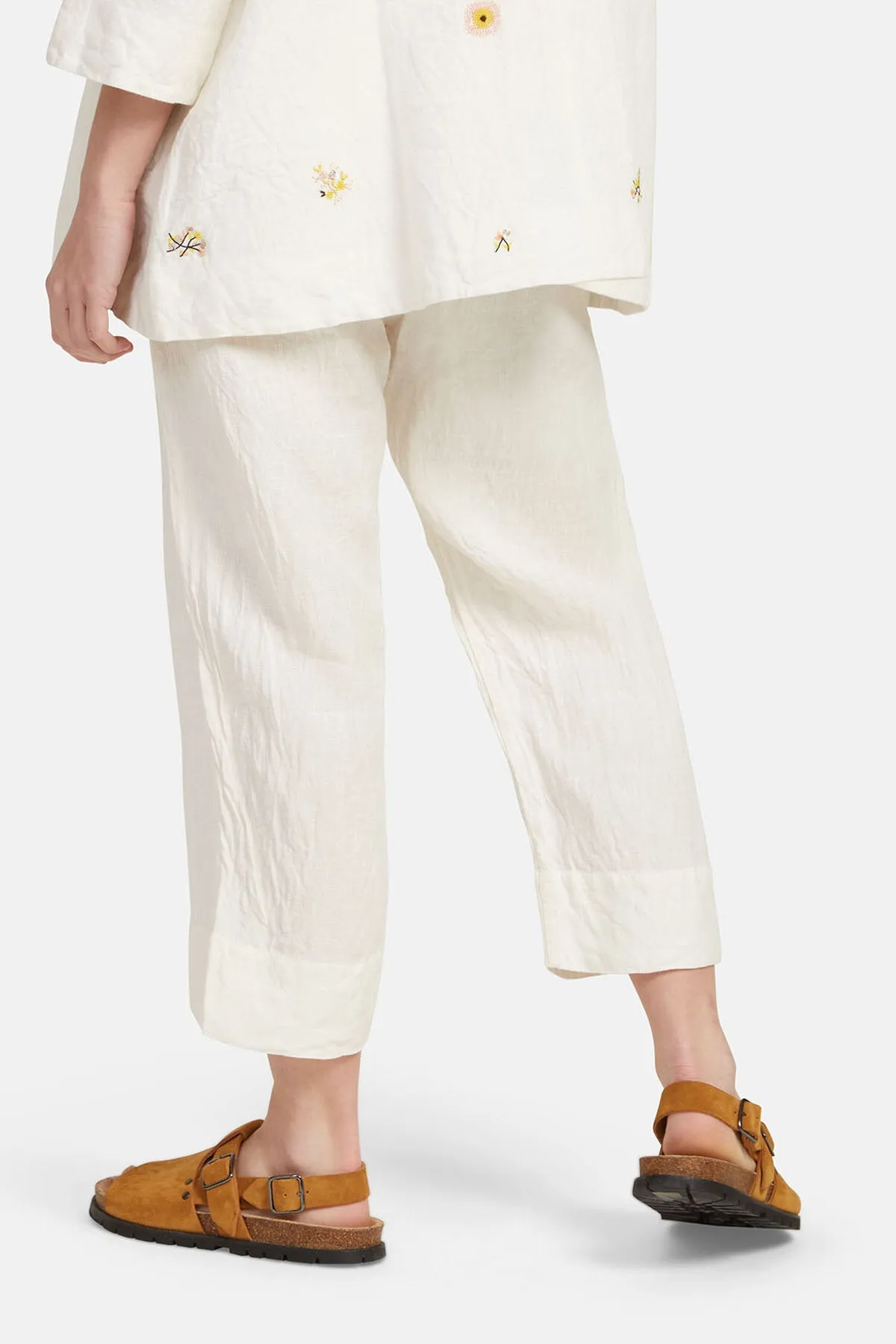 Linen wide-legged pants