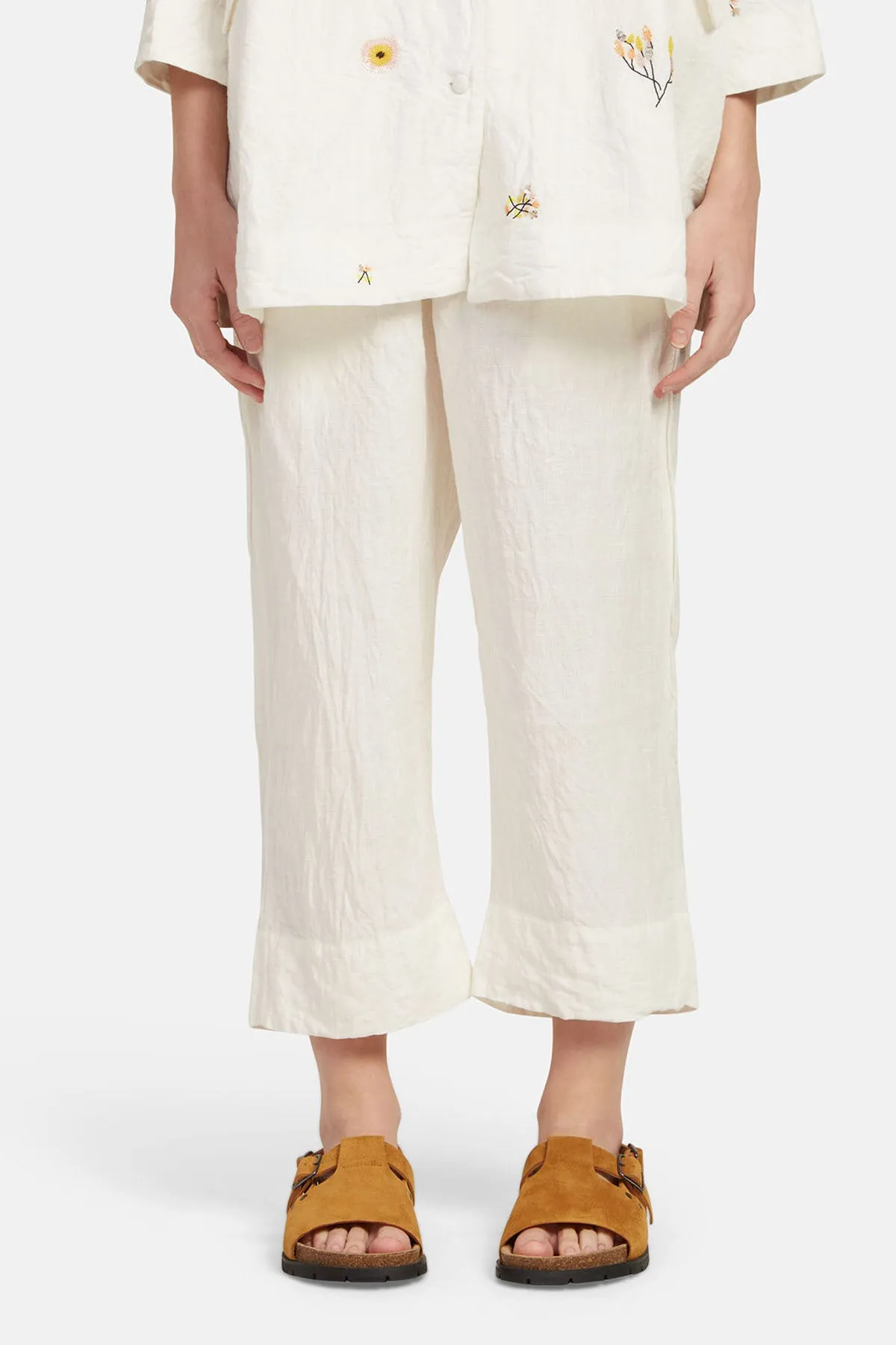 Linen wide-legged pants