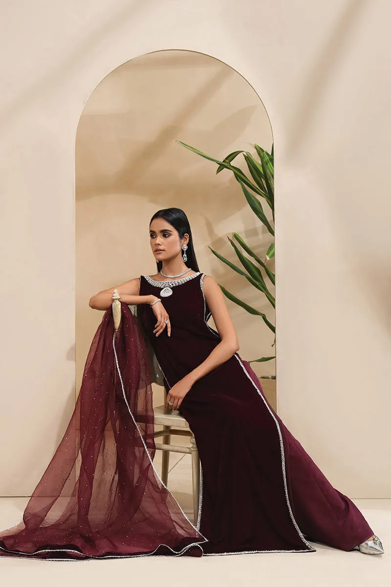 Luxe Pret '22 -Sleek N Silver Velvet With Wide Legged Pants With Pockets