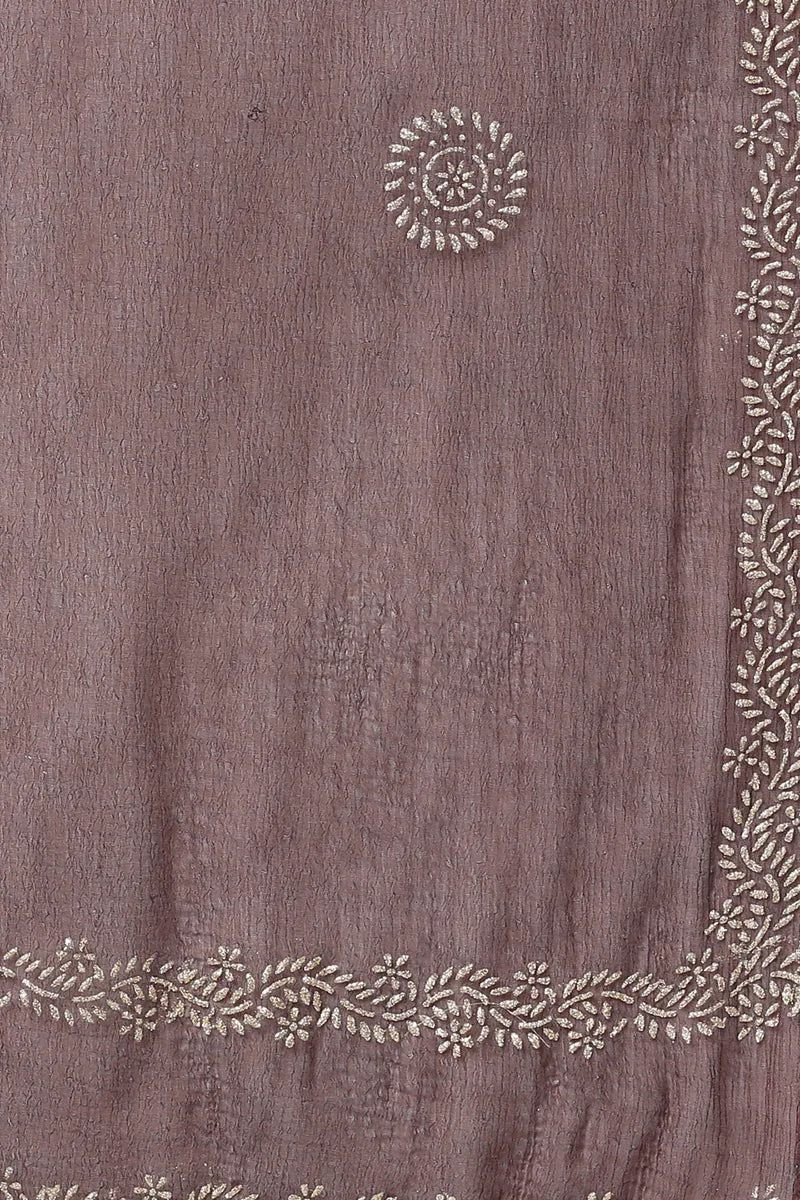 Maroon Silk Blend Anarkali Woven Design Kurta Pant With Dupatta PKSKD1917