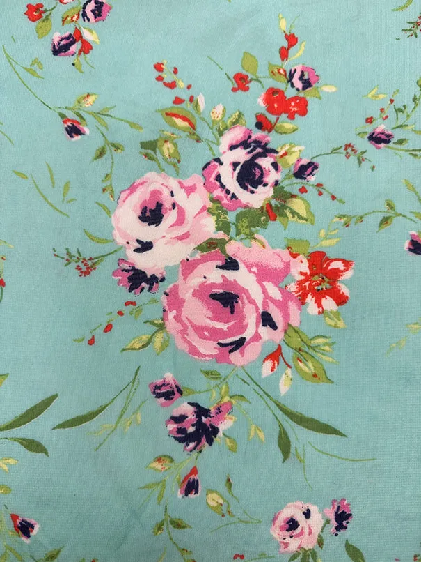Mint Green Floral Print Poly Chiffon Fabric