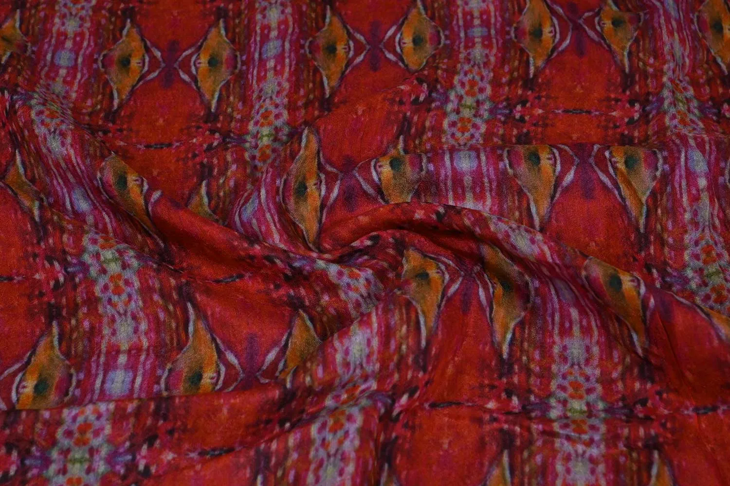 Multicolor Stripes Printed Cotton Silk Fabric