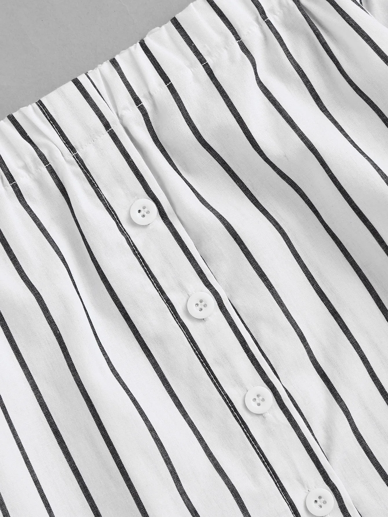 Off Shoulder Single Breasted Striped Top