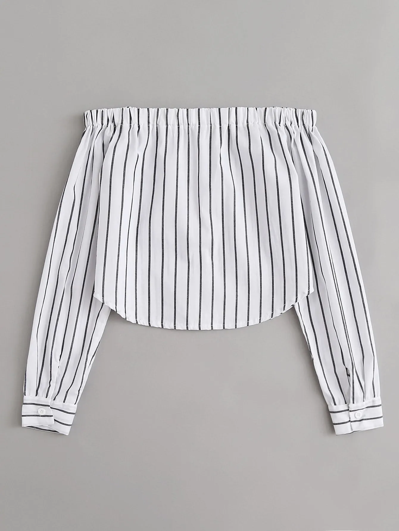 Off Shoulder Single Breasted Striped Top