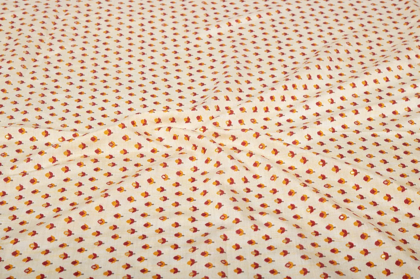 Off White Floral Printed Modal Silk Cotton Fabric