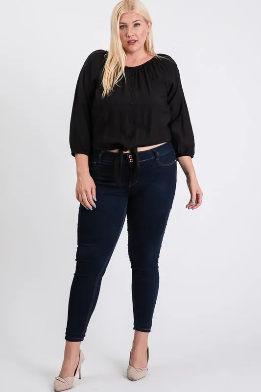 Pre-Order Shirred Top W/ Bottom Tie