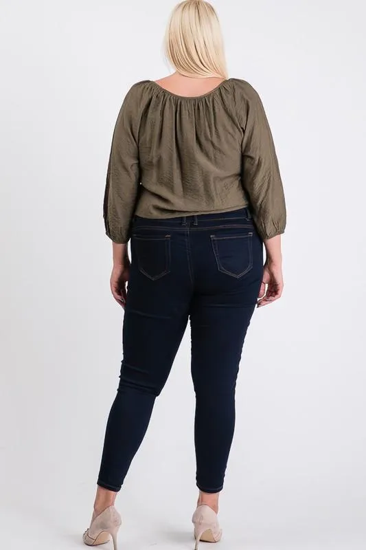 Pre-Order Shirred Top W/ Bottom Tie