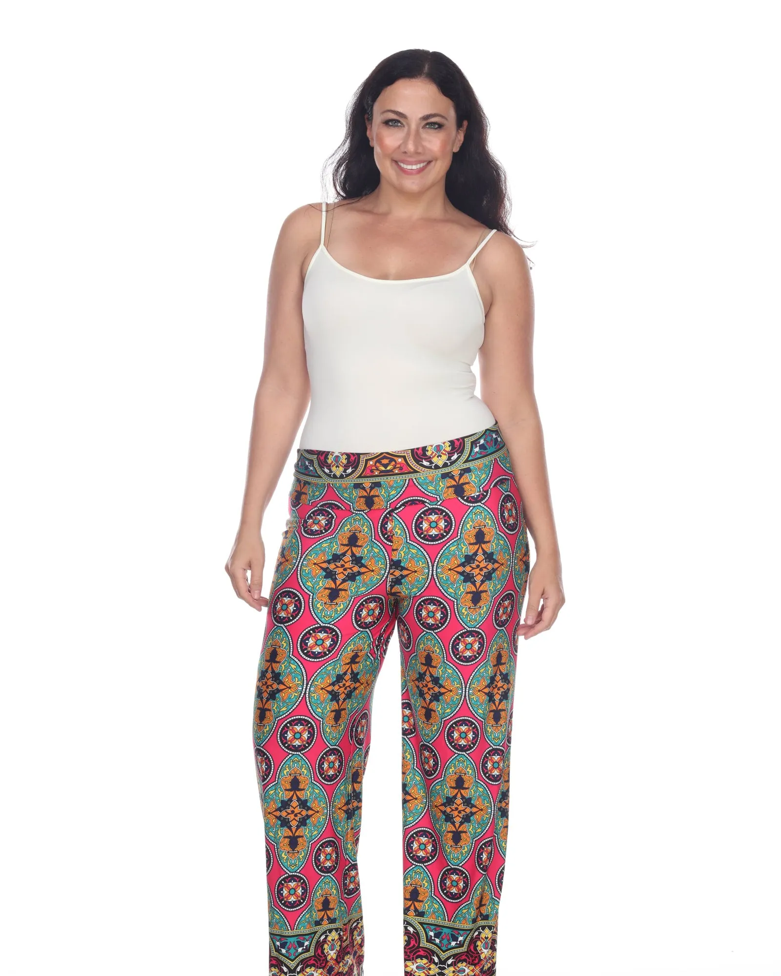 Printed  Palazzo Pants | Fuchsia/Green