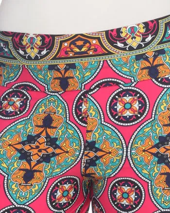 Printed  Palazzo Pants | Fuchsia/Green