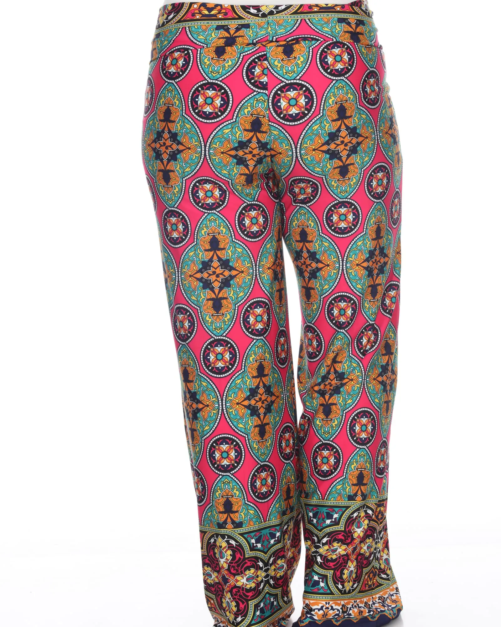 Printed  Palazzo Pants | Fuchsia/Green