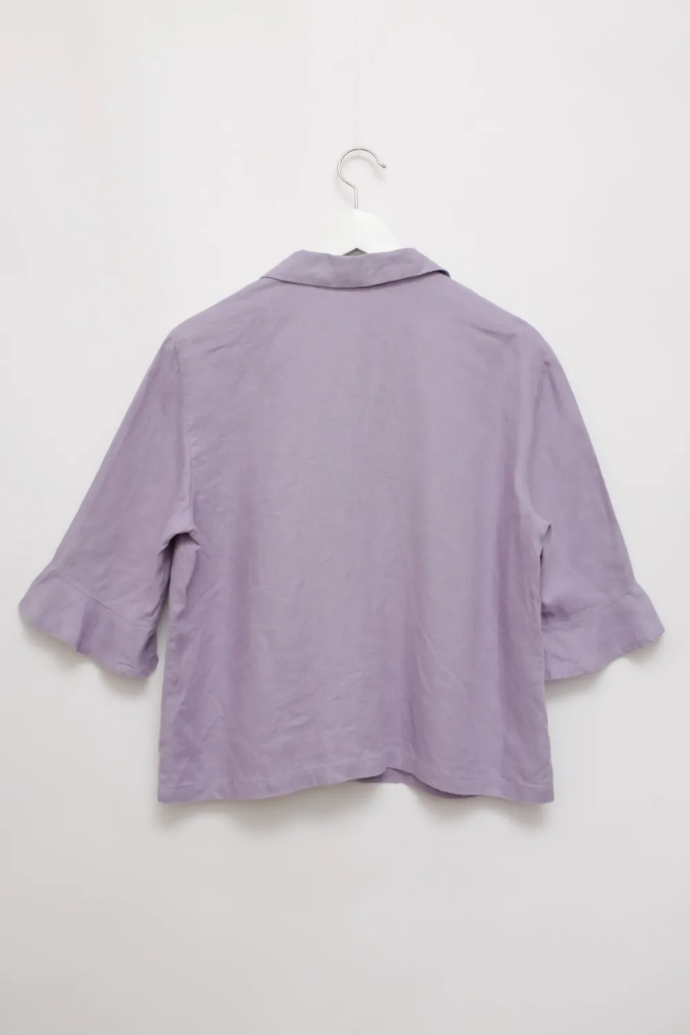 PURE LINEN LILAC VOLANTS SHIRT JACKET