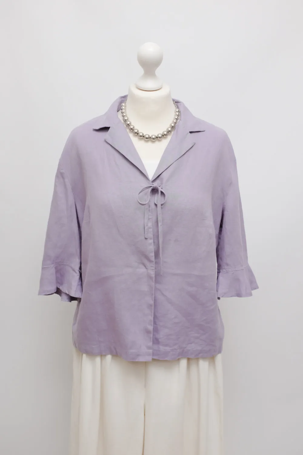 PURE LINEN LILAC VOLANTS SHIRT JACKET
