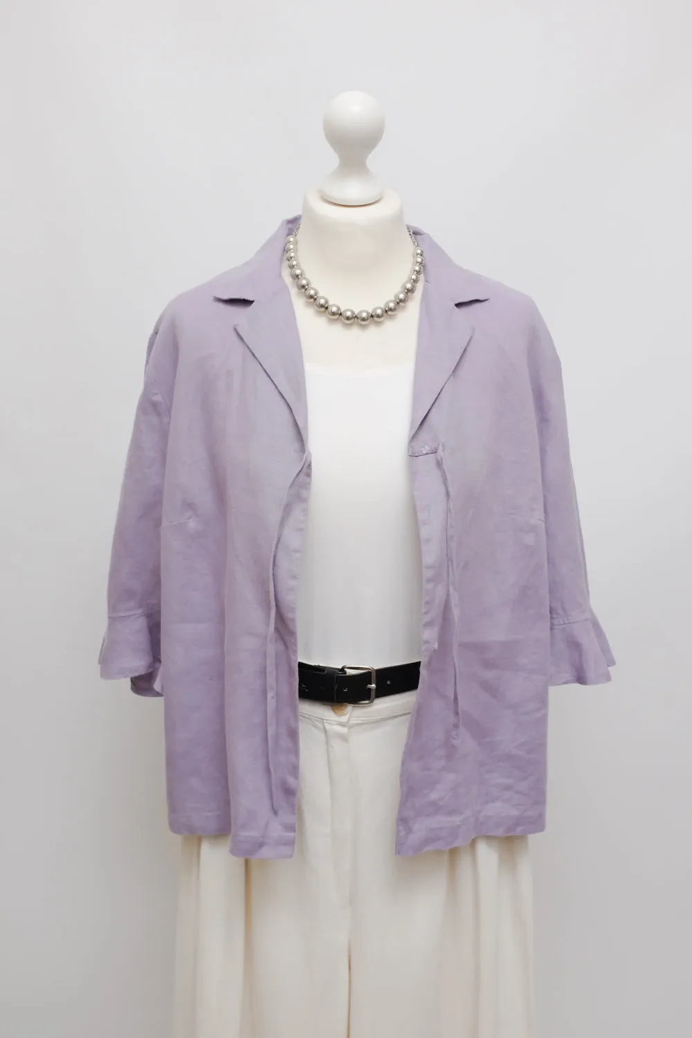 PURE LINEN LILAC VOLANTS SHIRT JACKET