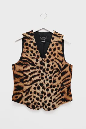 SILK VINTAGE LAUREL ANIMAL PRINT VEST