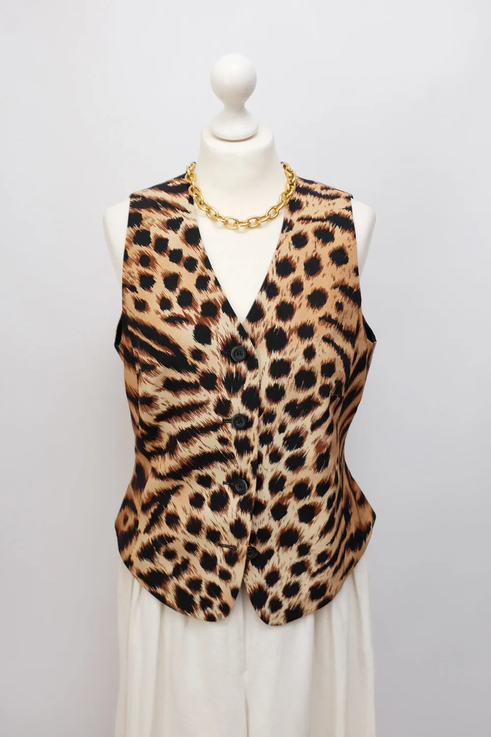 SILK VINTAGE LAUREL ANIMAL PRINT VEST