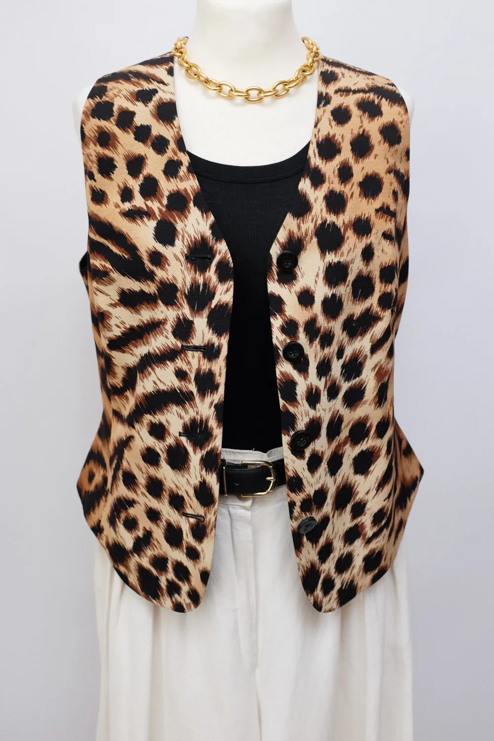 SILK VINTAGE LAUREL ANIMAL PRINT VEST