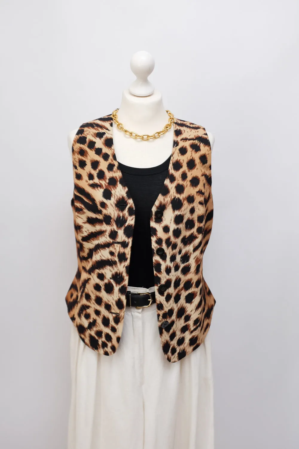 SILK VINTAGE LAUREL ANIMAL PRINT VEST