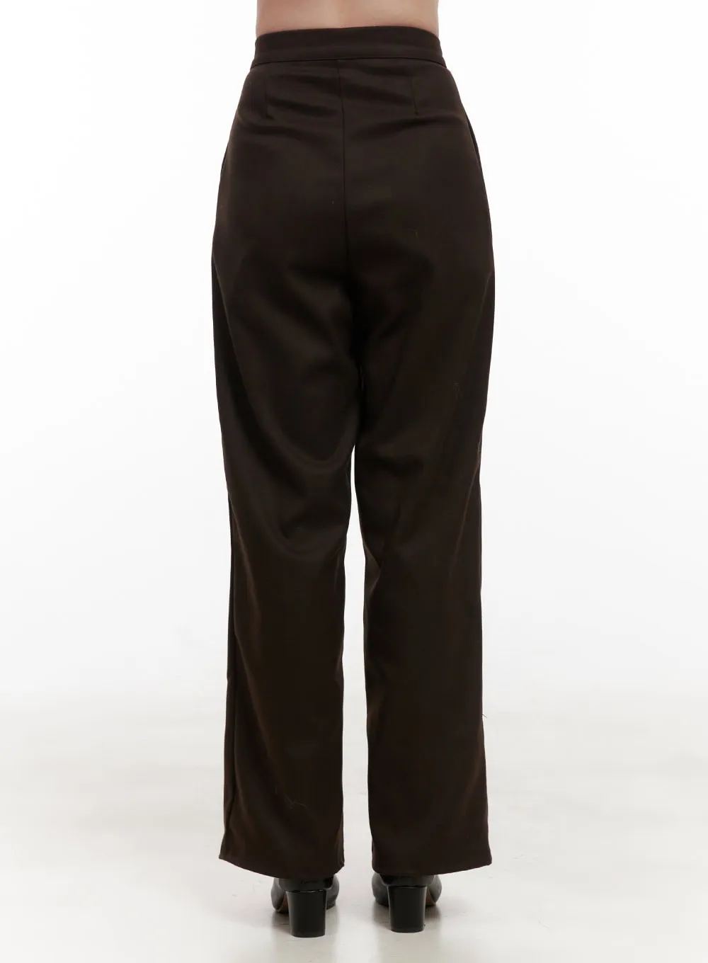 Solid Print Tailored Wool Trousers OD403