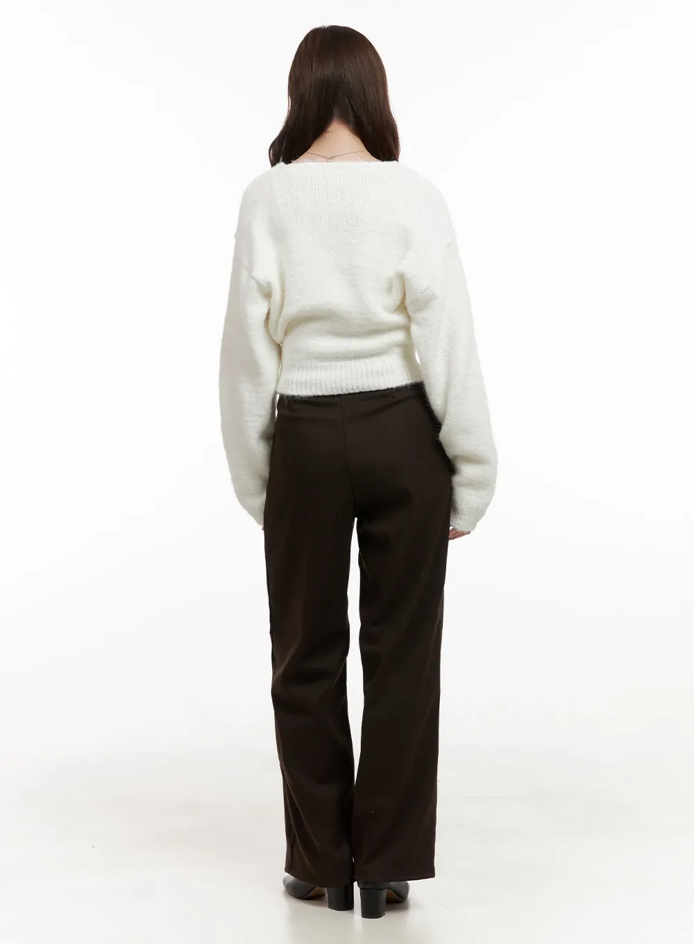 Solid Print Tailored Wool Trousers OD403