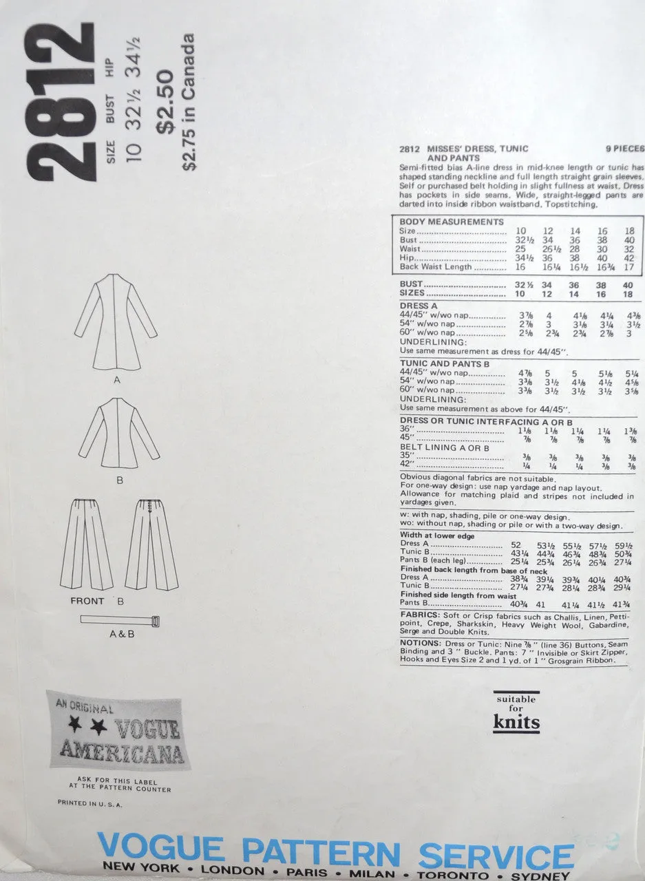 Vogue Americana 2812 Teal Traina Vintage Sewing Pattern 32.5 B
