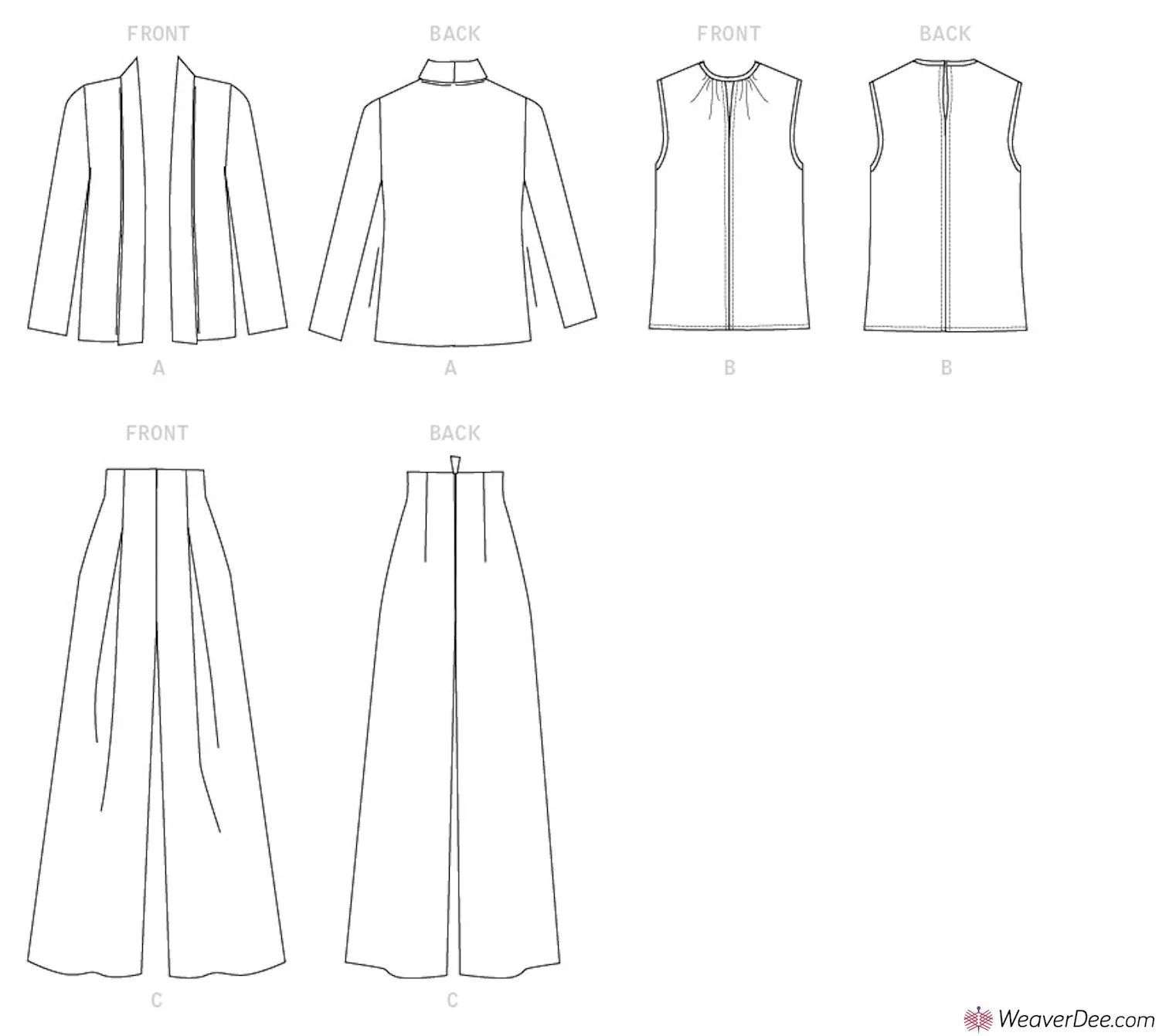 Vogue Pattern V1620 Misses' Jacket, Top & Trousers