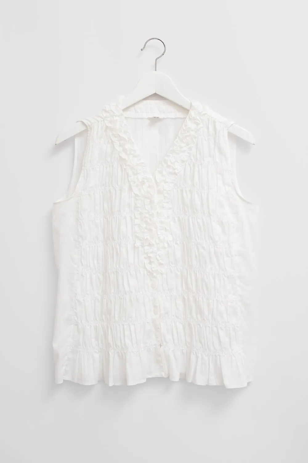 WHITE CRINKLED VEST TOP