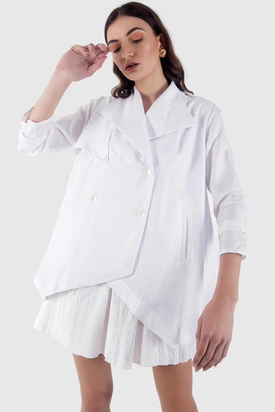 White Double Breasted Summer Jacket