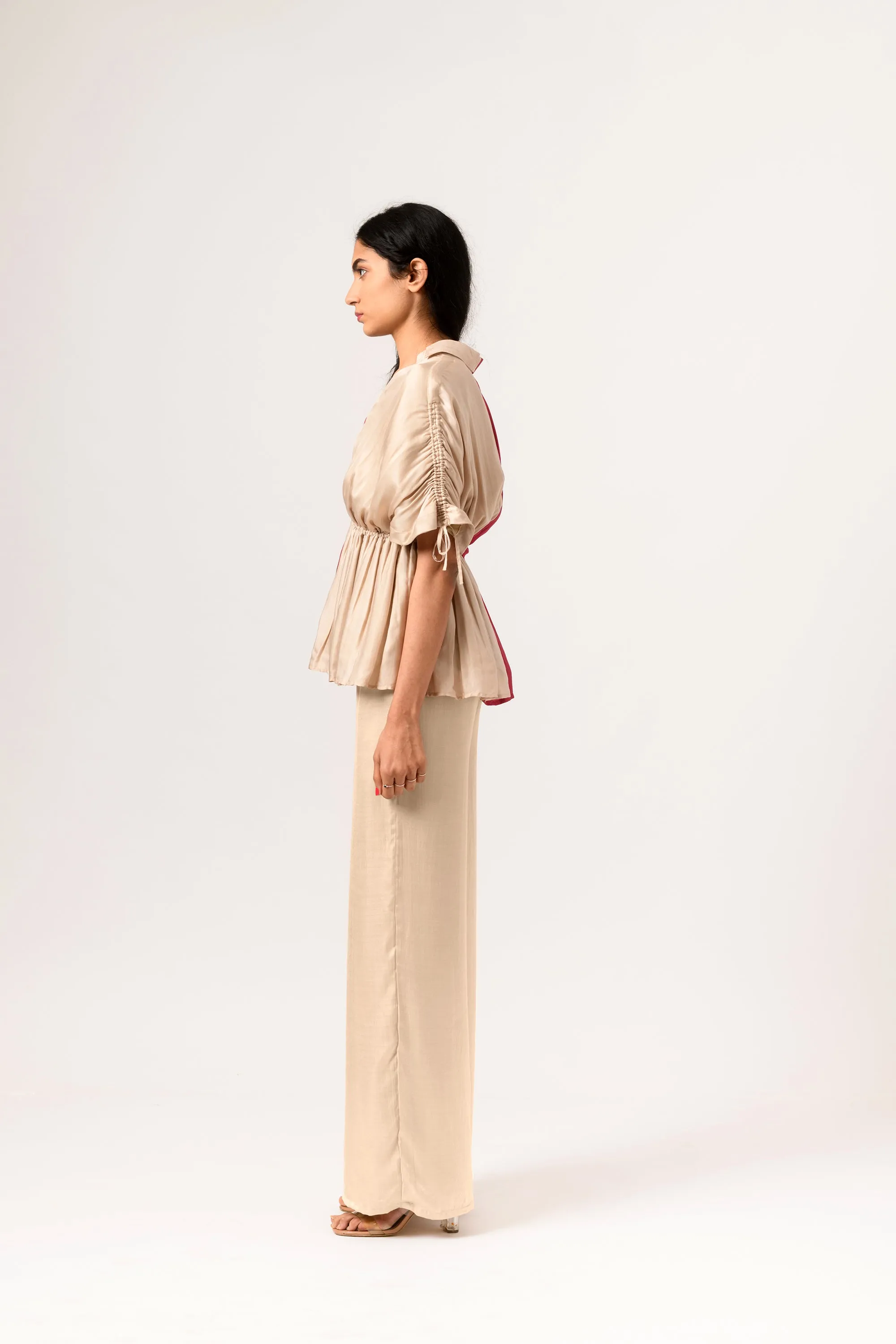 Wine Ecru Half Co-ord Set