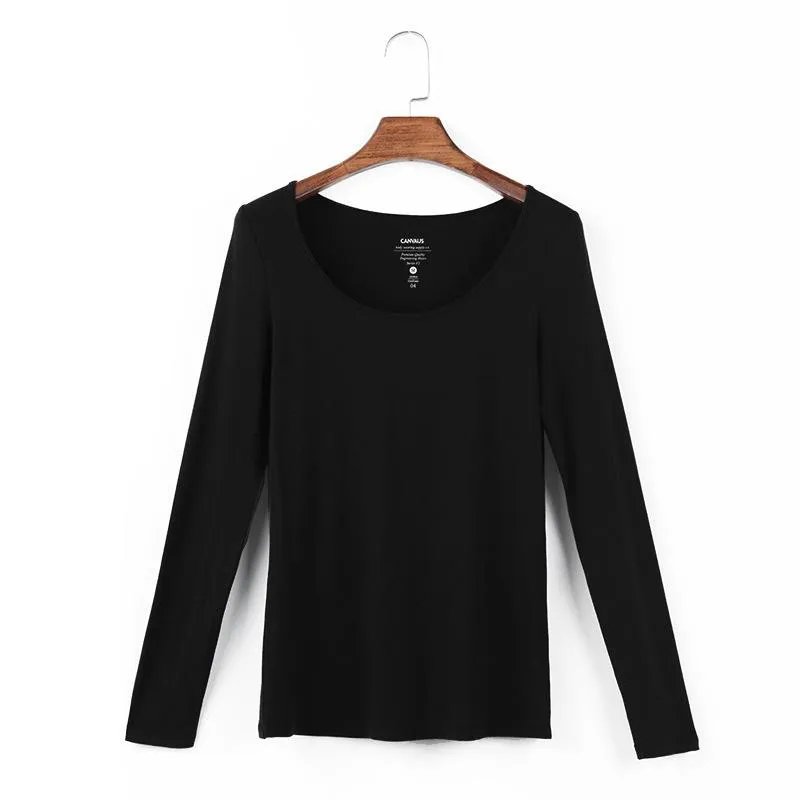 Womens Scoop Neck Long Sleeve Tee Tops Cotton T-Shirts Blouses