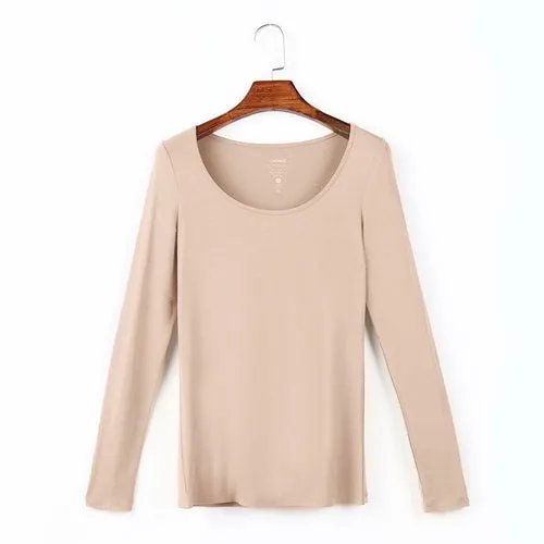 Womens Scoop Neck Long Sleeve Tee Tops Cotton T-Shirts Blouses