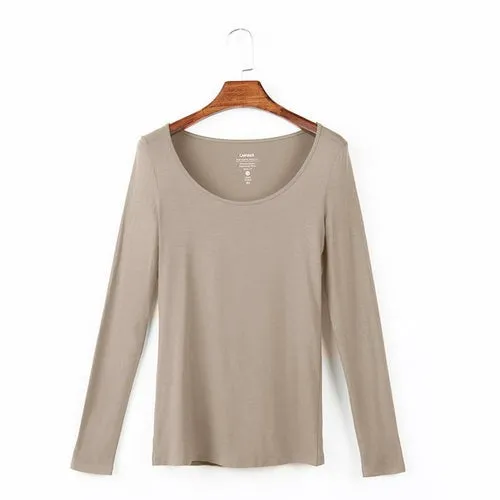 Womens Scoop Neck Long Sleeve Tee Tops Cotton T-Shirts Blouses